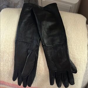 Worthington Elegant dark chocolate new long Leather Gloves